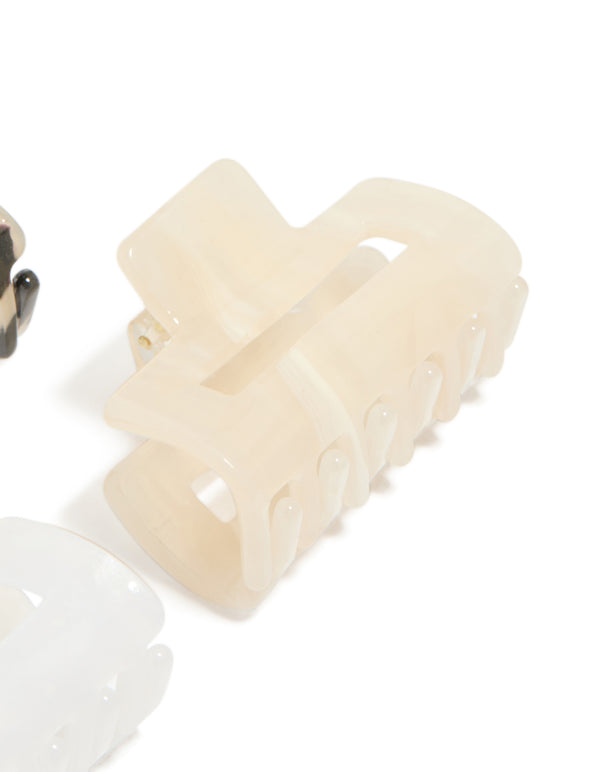 Acrylic Natural Mini Rectangle Claw Clip Pack