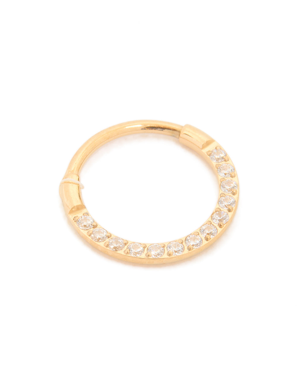 Gold Plated Titanium Cubic Zirconia Clicker Ring 8mm