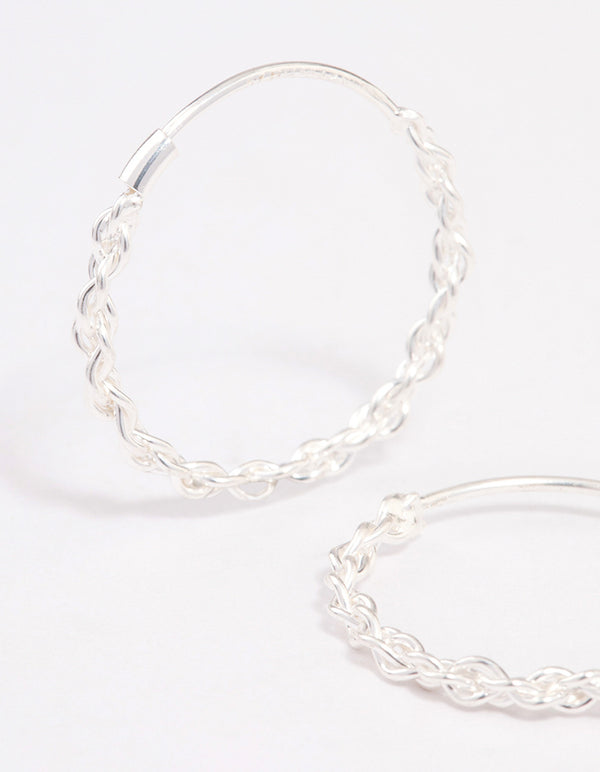 Sterling Silver Chain Hoop Earrings