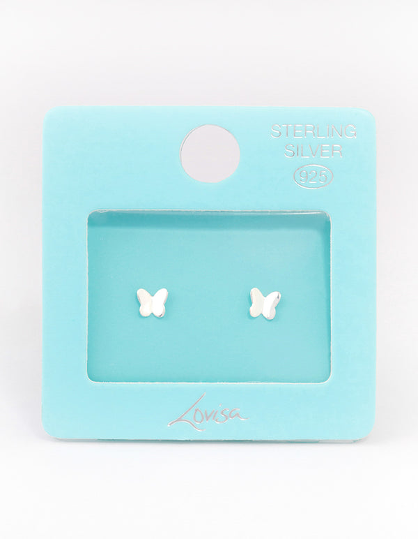 Sterling Silver Polished Butterfly Stud Earrings