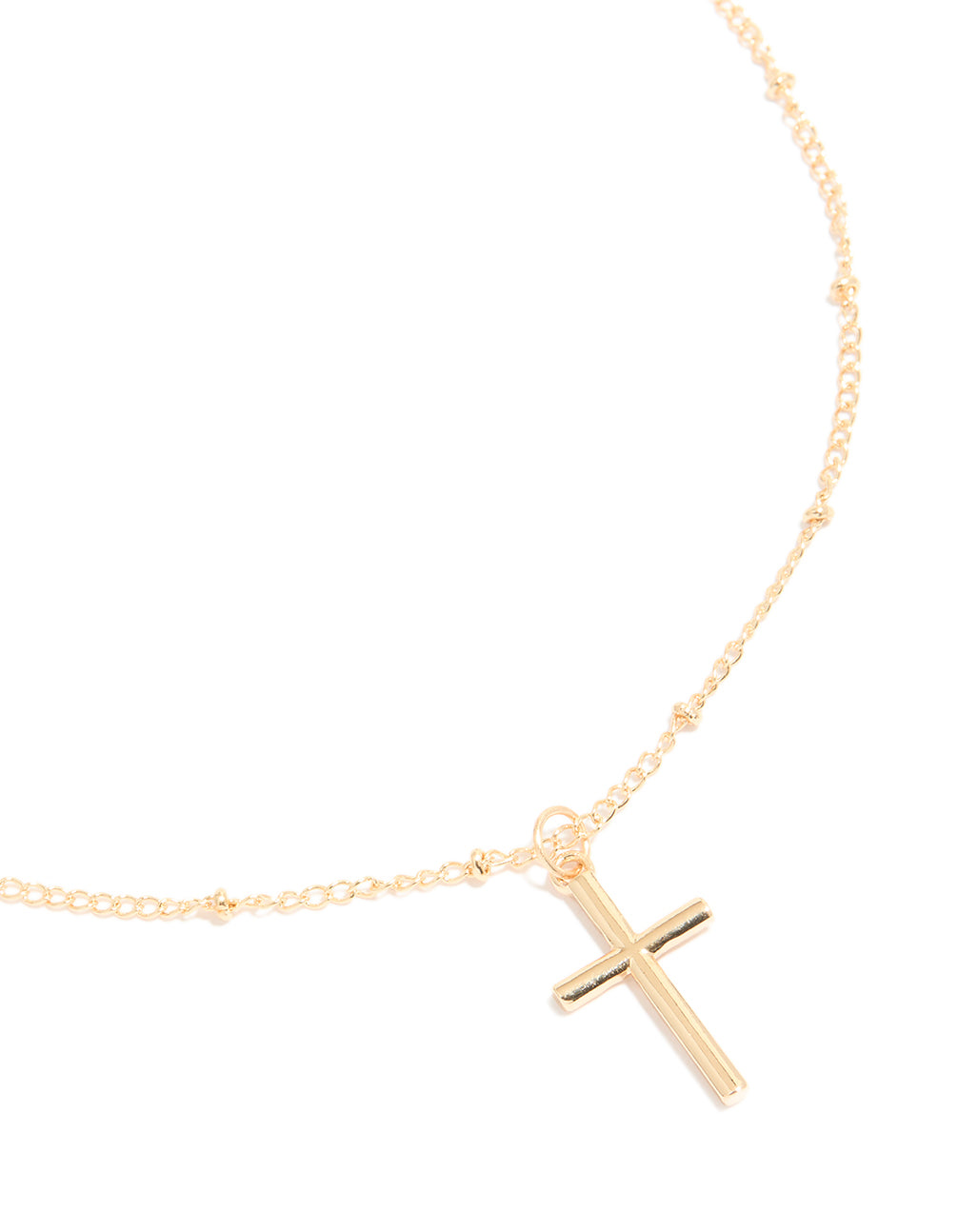 Gold Classic Cross Ball Chain Necklace
