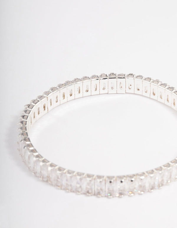 Silver Plated Stretch Baguette Bracelet