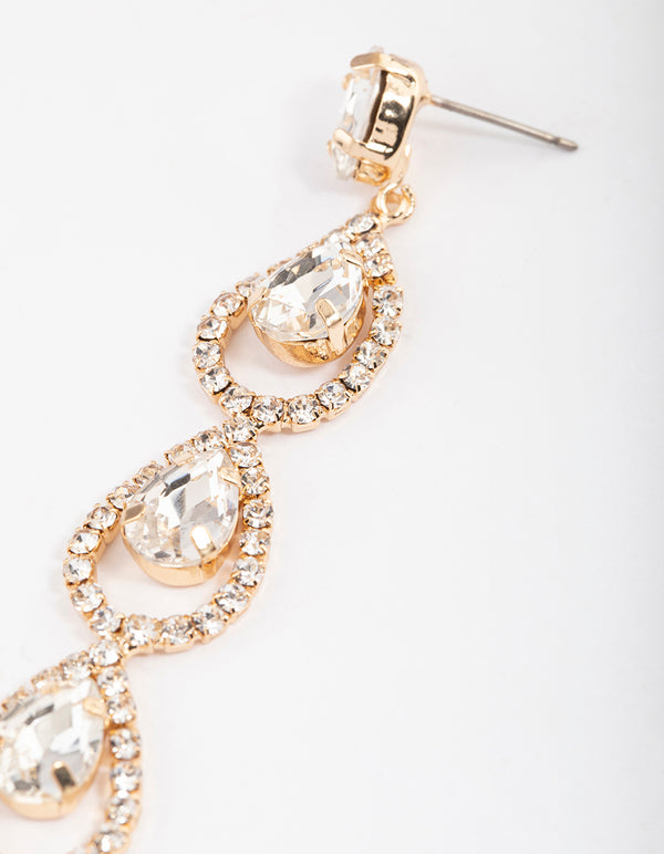 Gold Halo Teardrop Earrings