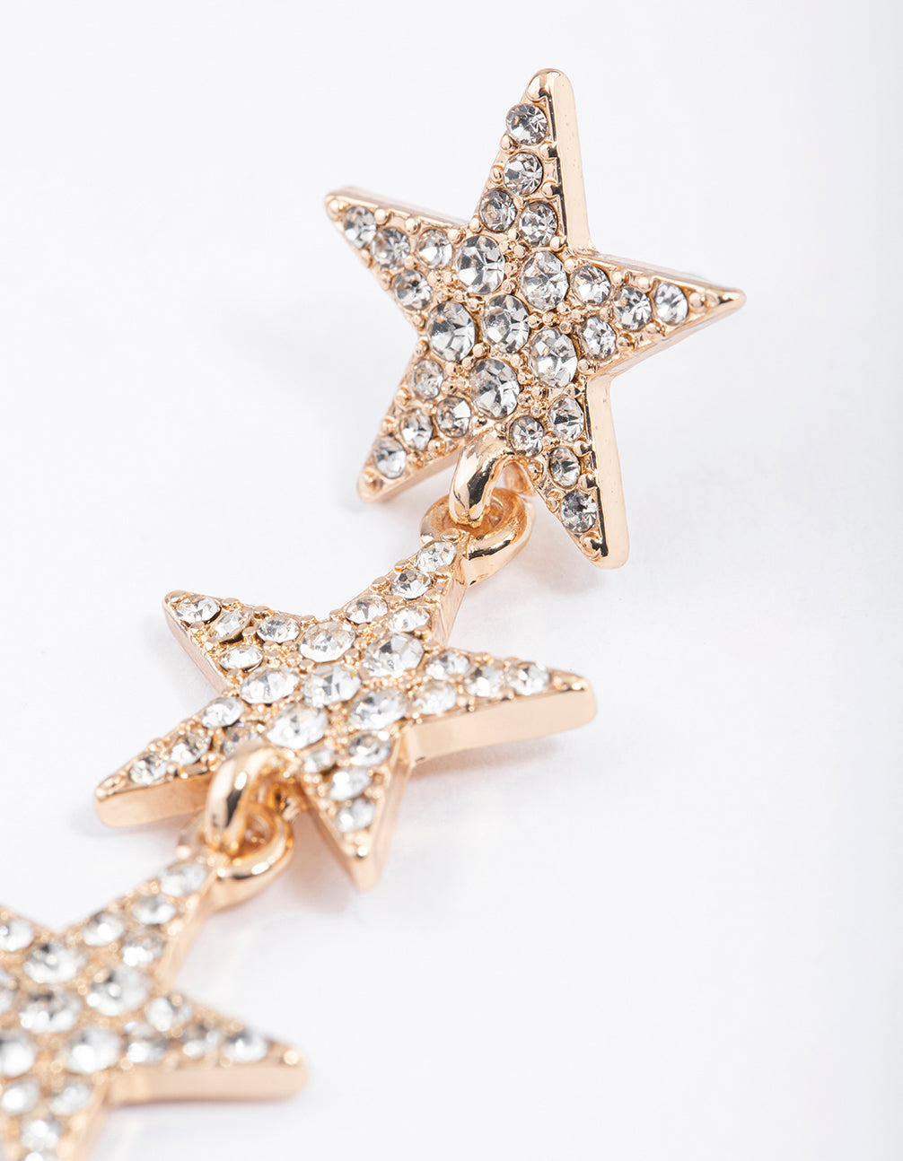 Gold Triple Star Drop Earrings