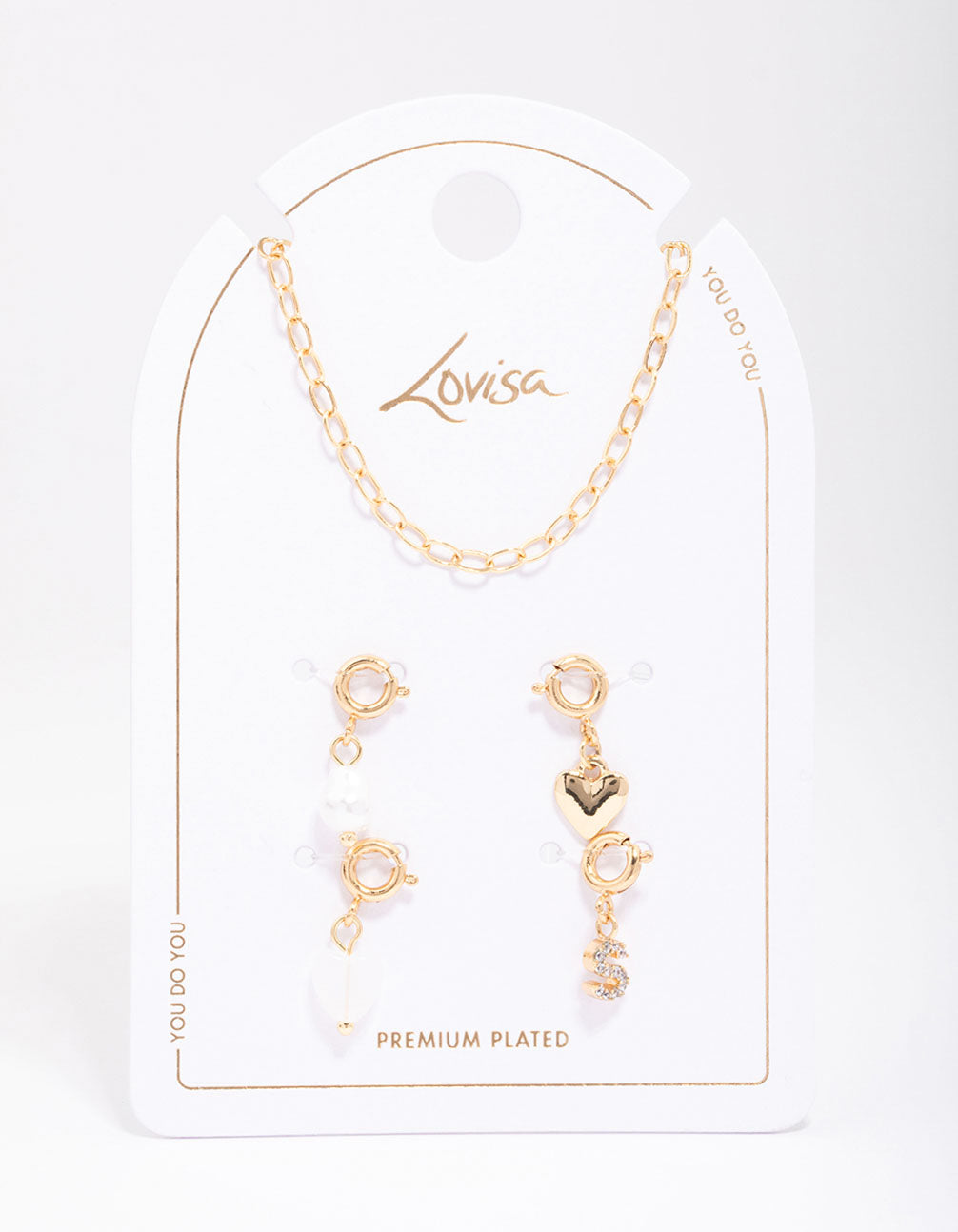 Letter 'S' Gold Plated Initial Customisable Charm Necklace