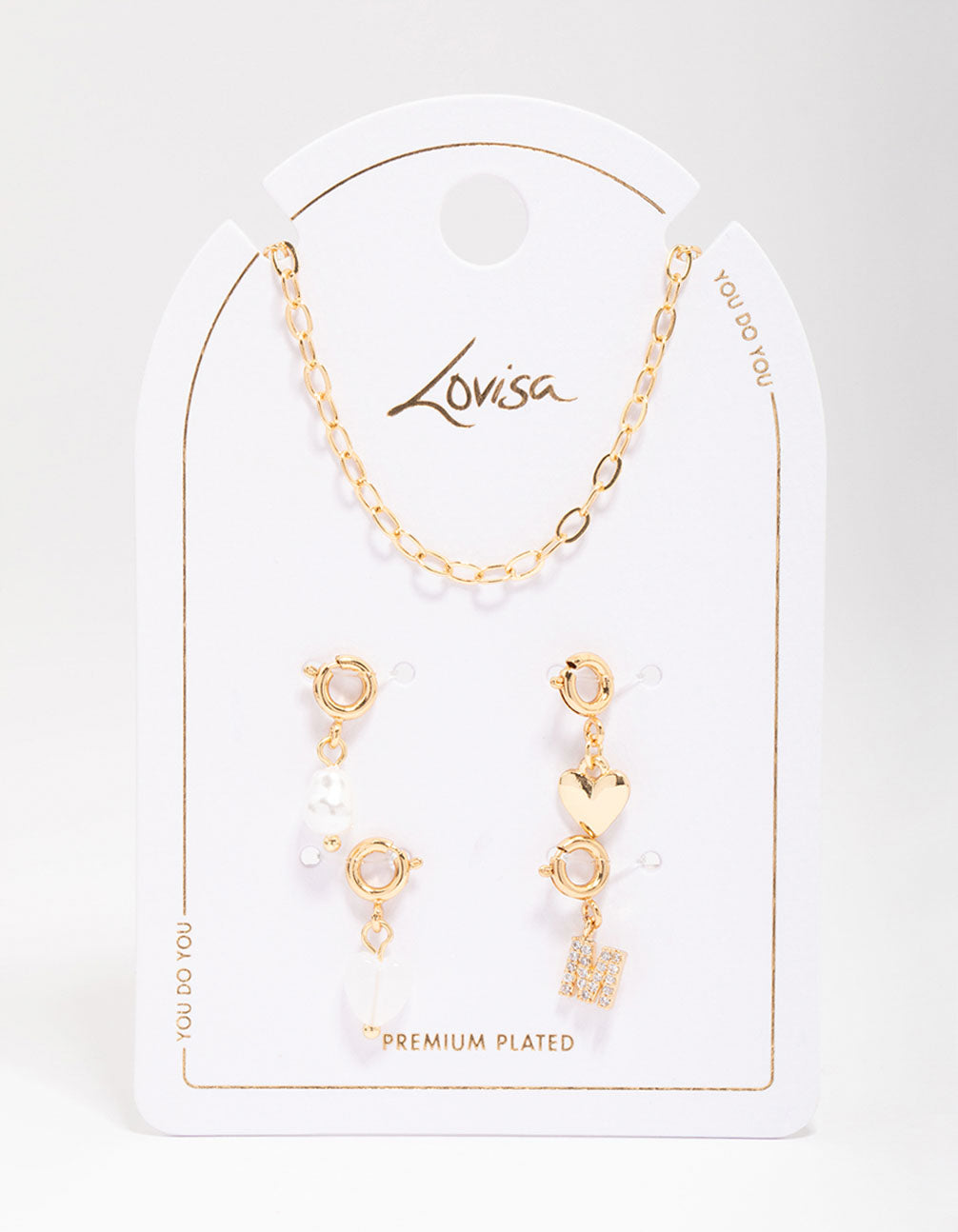 Letter 'M' Gold Plated Initial Customisable Charm Necklace