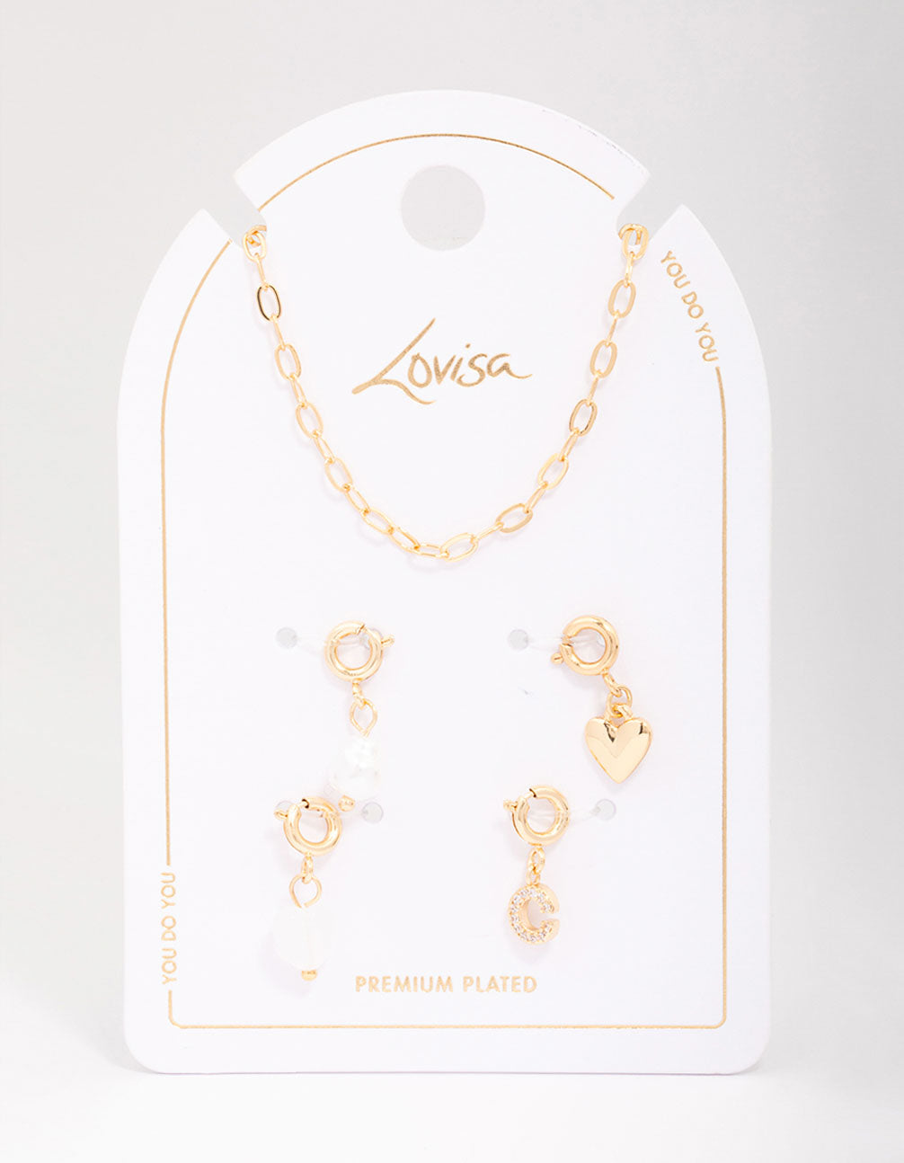 Letter 'C' Gold Plated Initial Customisable Charm Necklace