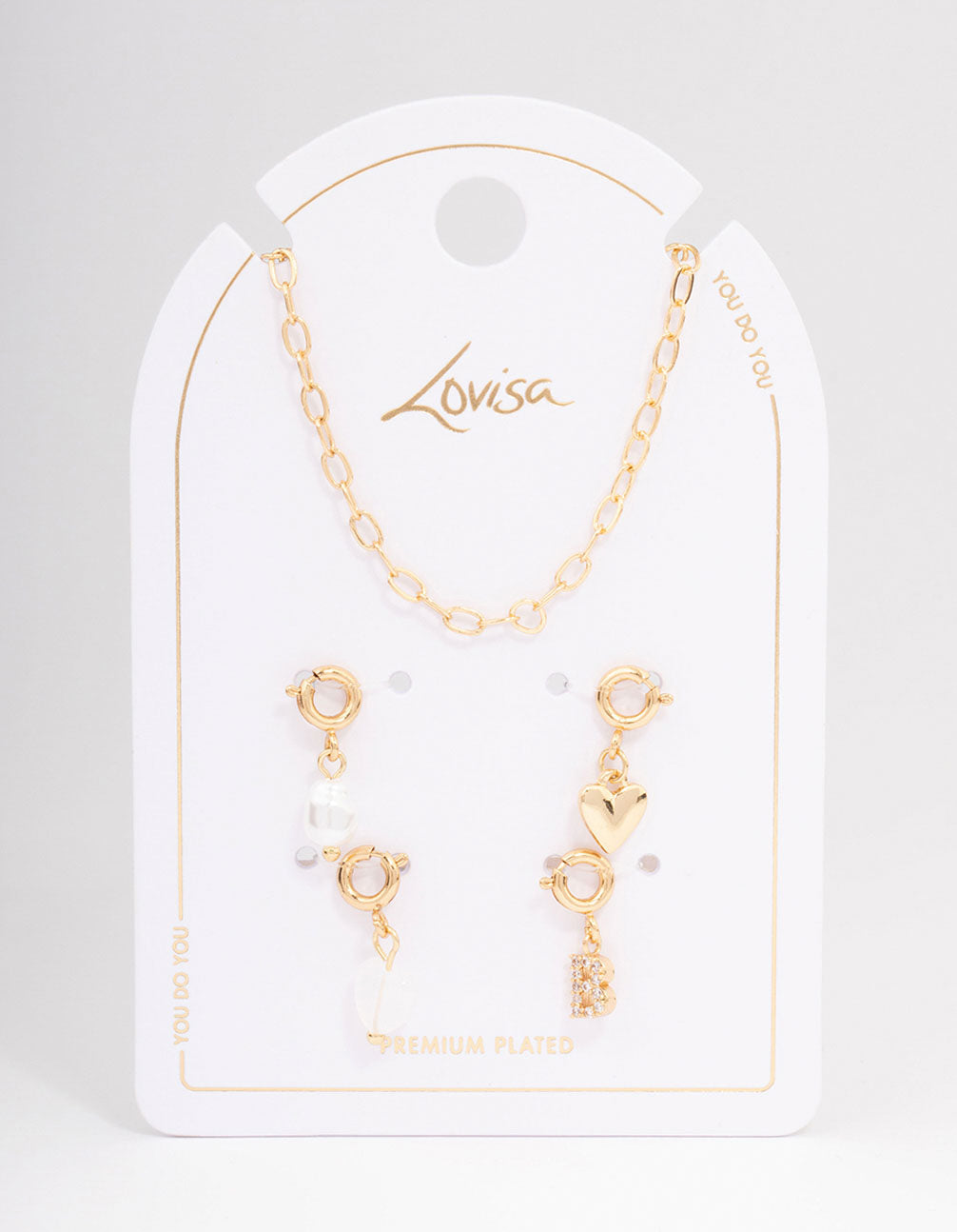 Letter 'B' Gold Plated Initial Customisable Charm Necklace