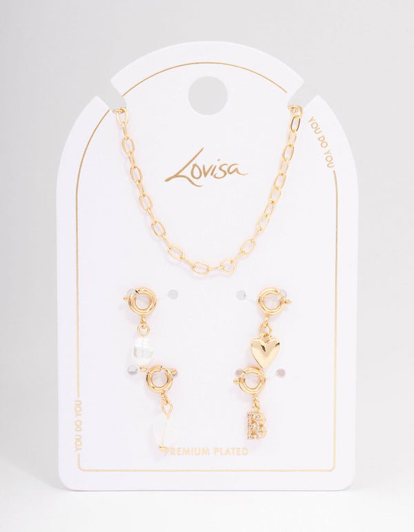 Letter 'B' Gold Plated Initial Customisable Charm Necklace