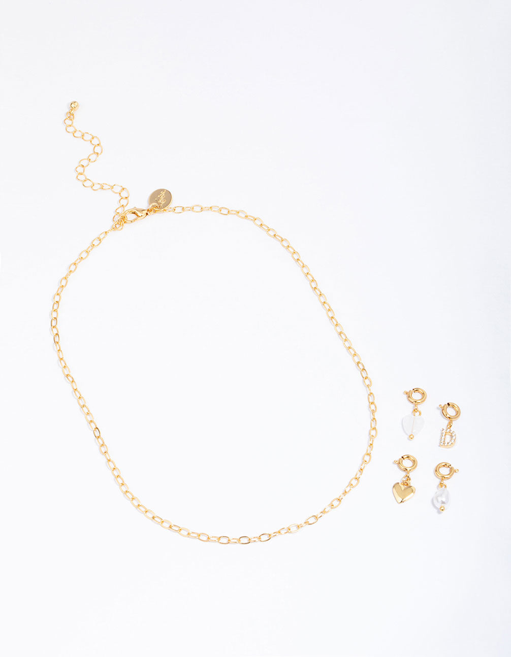 Letter 'D' Gold Plated Initial Customisable Charm Necklace