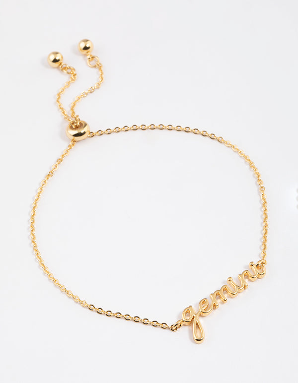 Gold Plated Gemini Script Bracelet