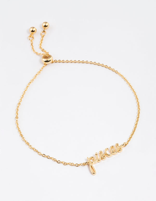 Gold Plated Pisces Script Bracelet