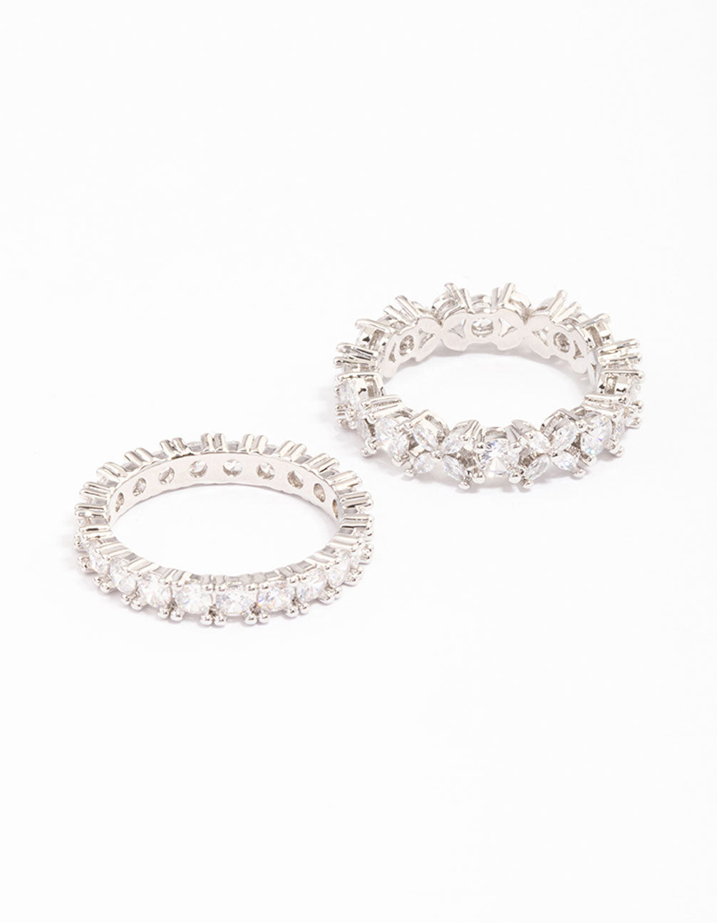Silver Flower Double Band Stack Ring