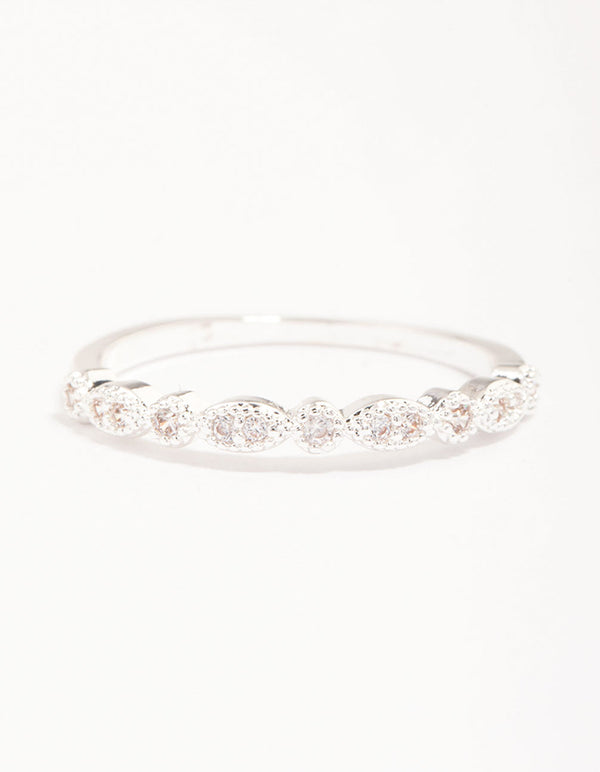 Silver Plated Cubic Zirconia Teardrop Stone Ring Pack