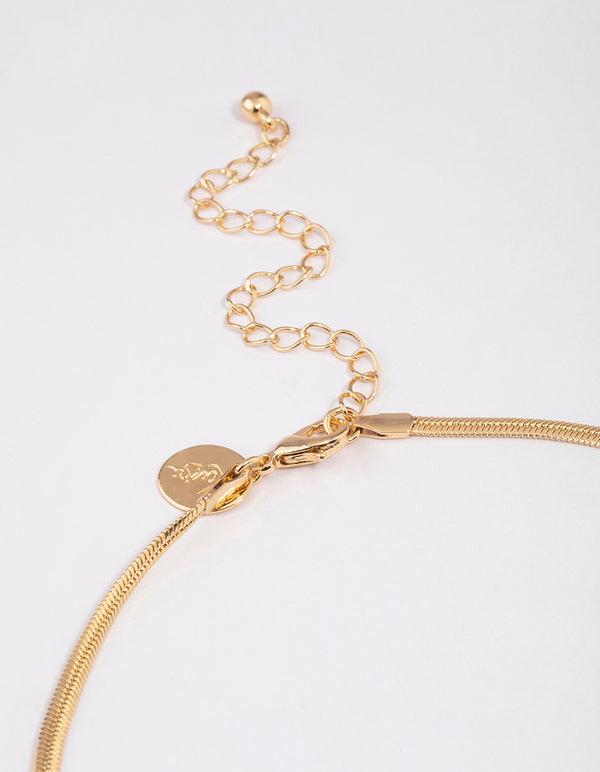 Gold Plated Classic Cubic Zirconia Baguette Necklace