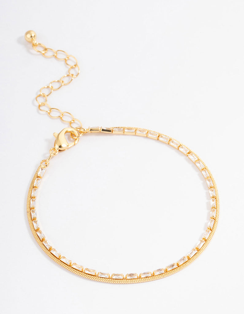 Tennis Round Bracelet 18ct Gold Vermeil Cubic Zirconia Bracelets