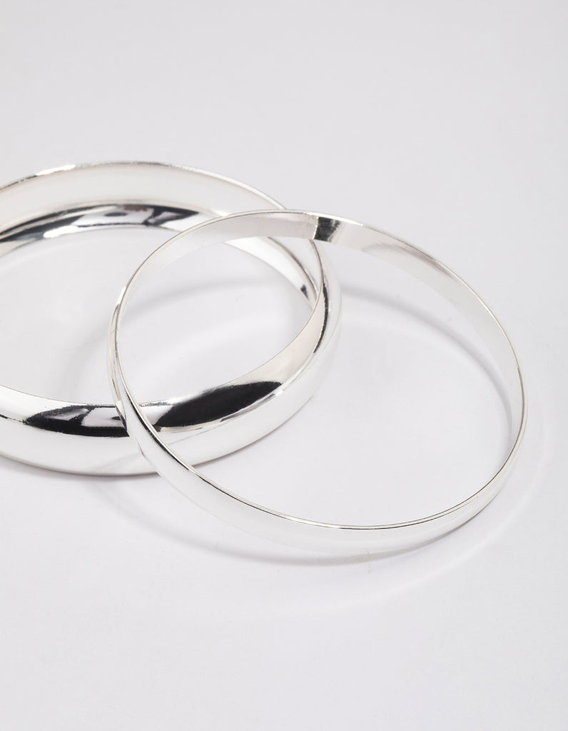 Silver Smooth Thick Bangle Pack - Lovisa