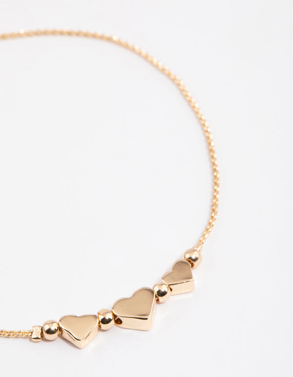 Gold Triple Mini Heart Bracelet