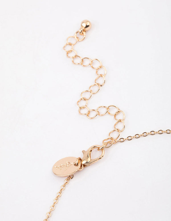 Gold Open Circle Baguette Necklace & Polishing Set