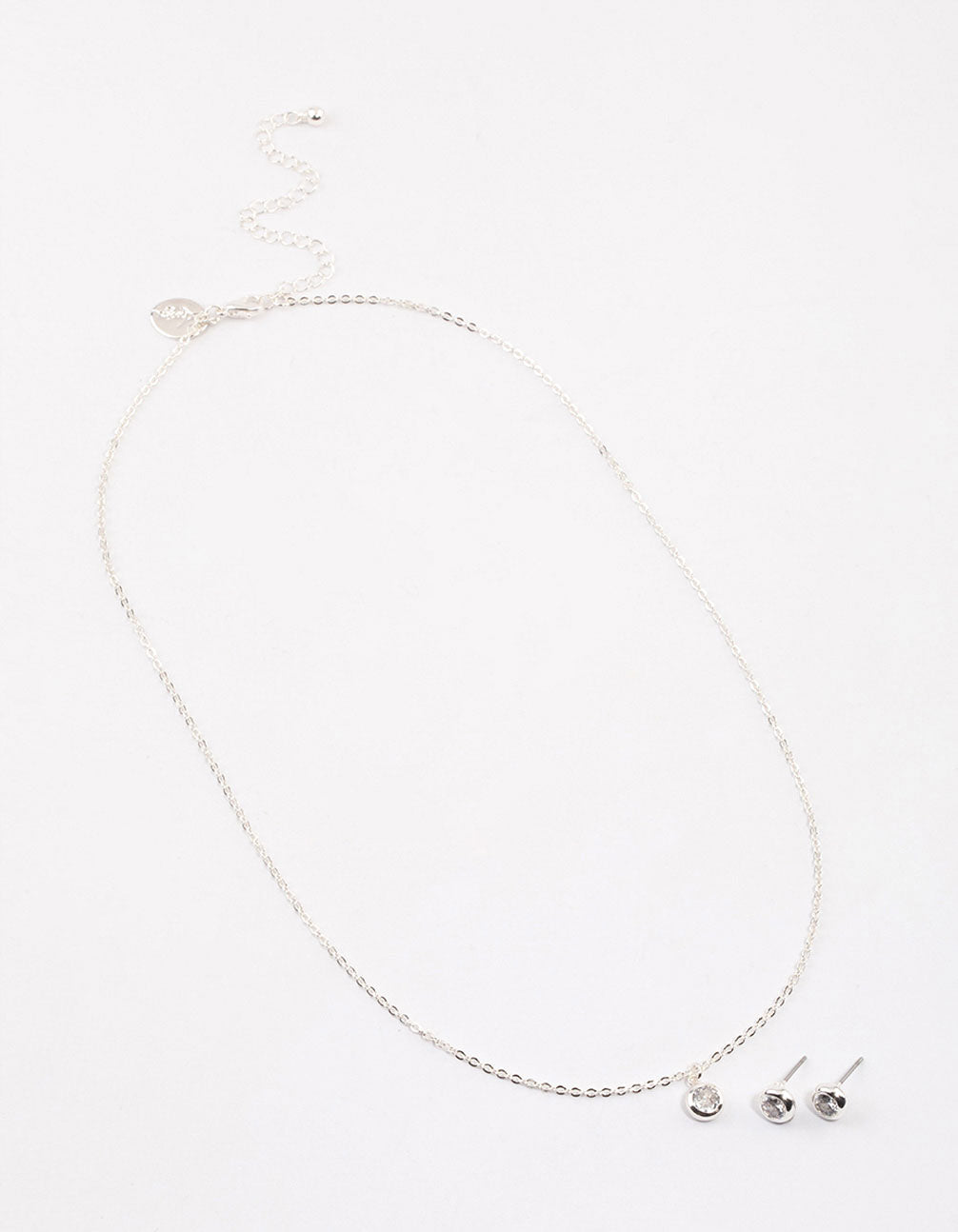 Silver Simple Diamante Drop Jewellery & Polishing Set