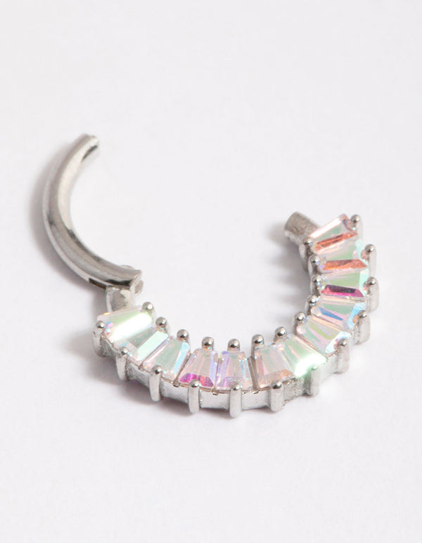 Surgical Steel Baguette Stone Clicker Ring