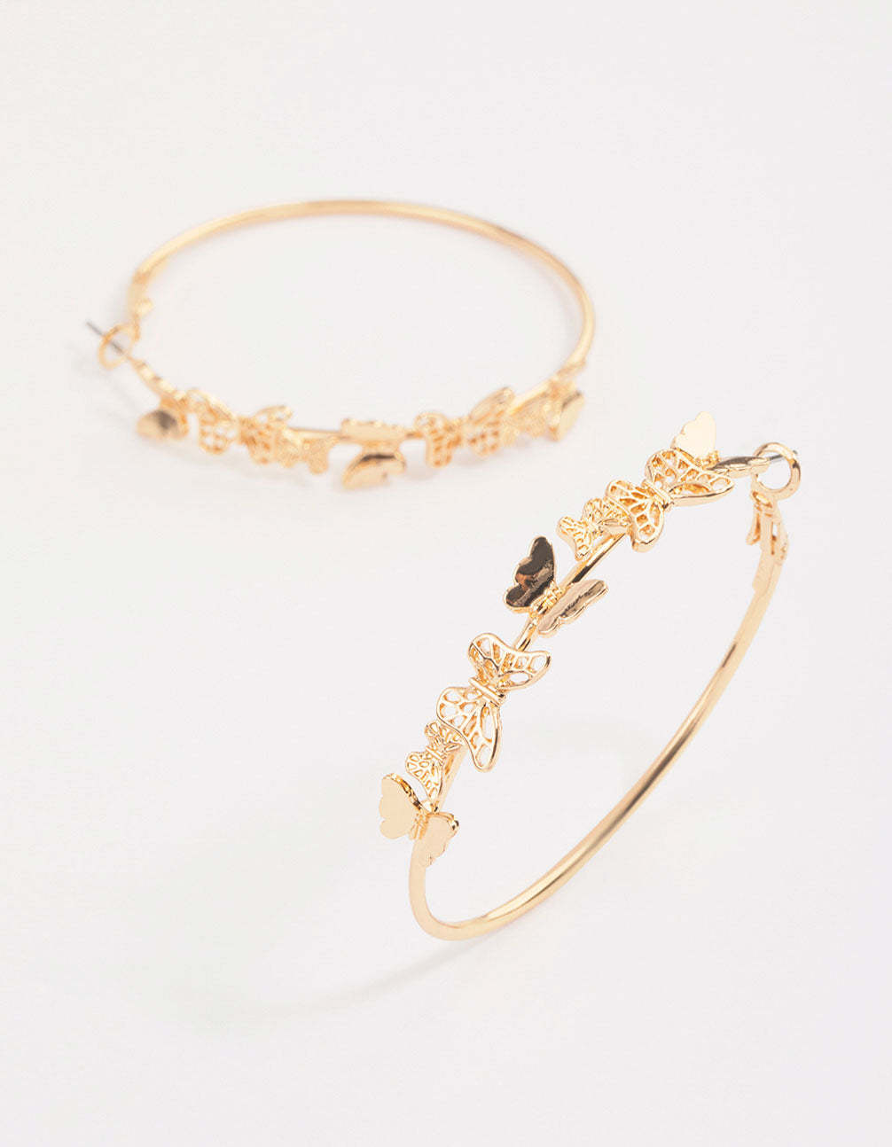 Gold Mini Butterfly Hoop Earrings