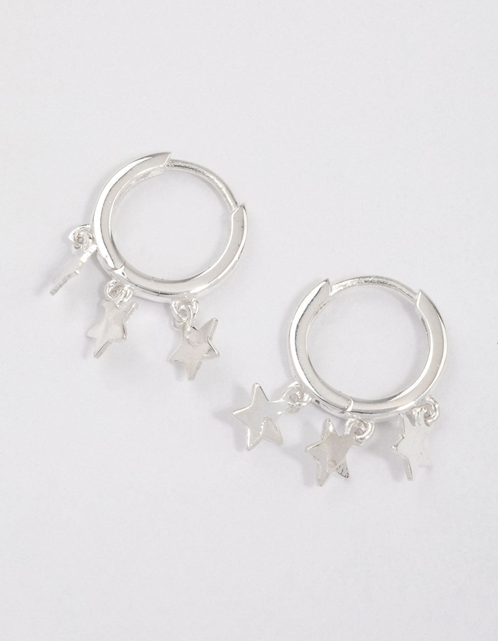 Sterling Silver Trio Star Huggie Earrings