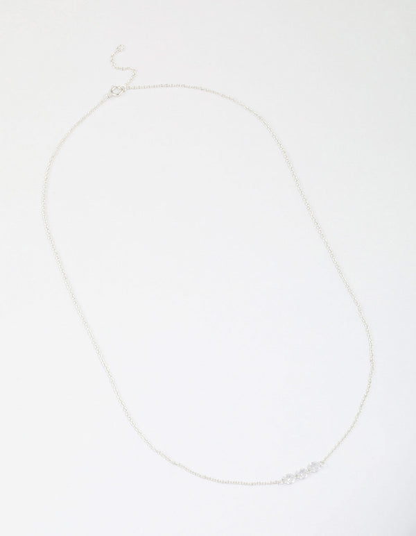Sterling Silver Trio Round Cubic Zirconia Necklace