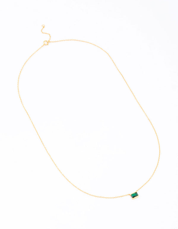 Gold Plated Sterling Silver Horizon Emerald Cut Necklace