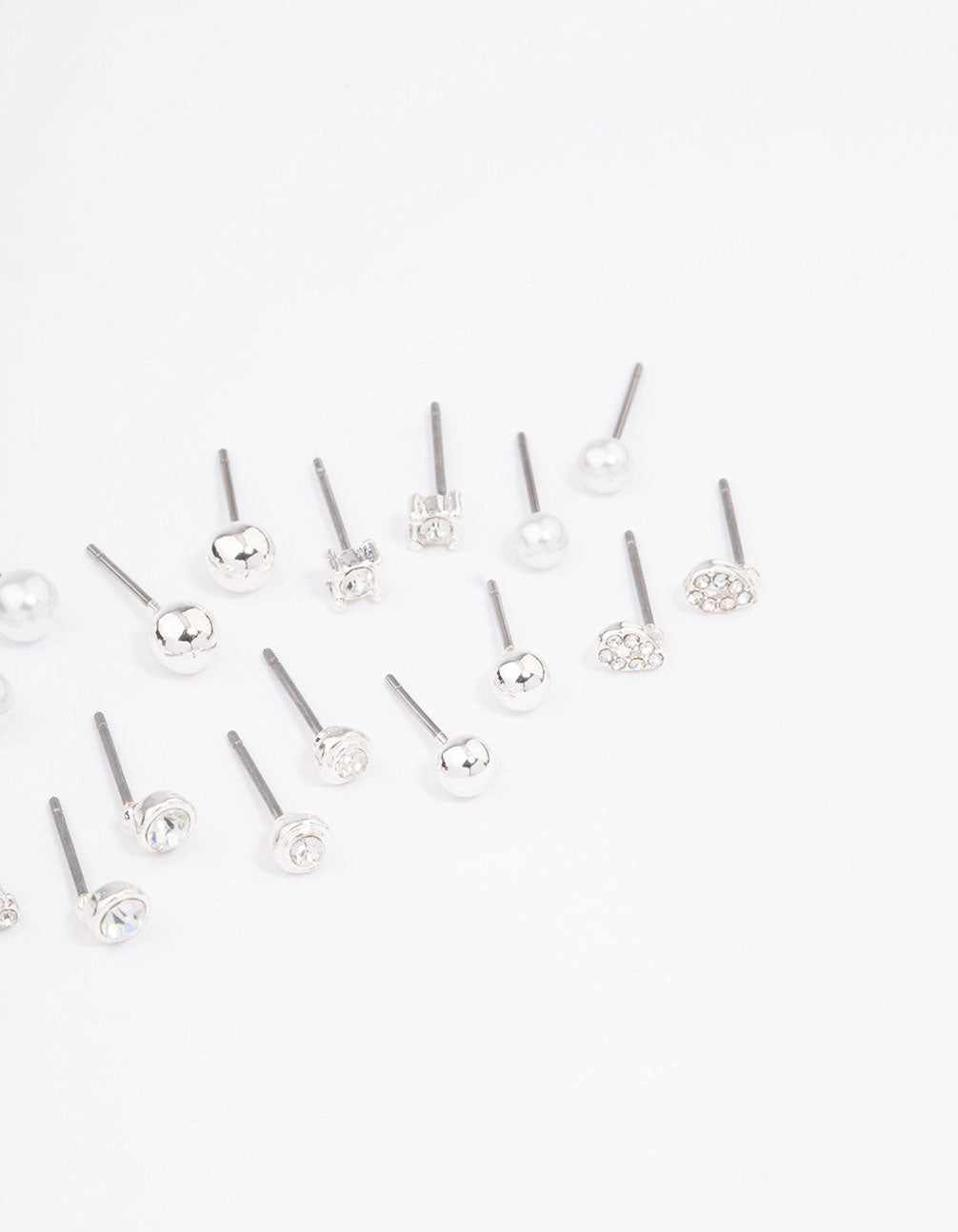 Silver Classic Pearl & Stone Earring 12-Pack