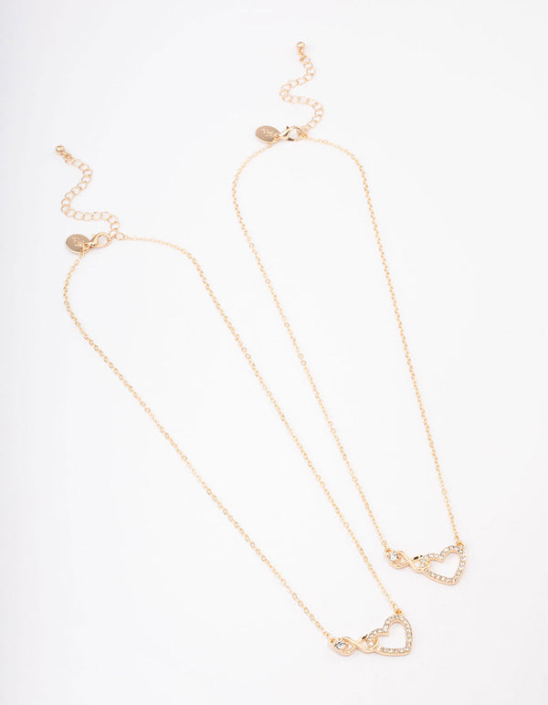 Gold Diamante Infinity & Heart Necklace Pack