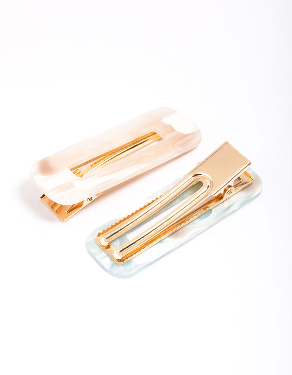 Acrylic Marble Hair Clip Pack