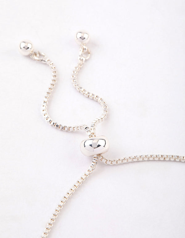 Silver Plated Round Cubic Zirconia Toggle Tennis Bracelet