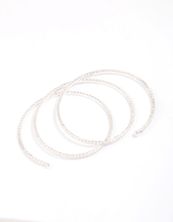 Silver Plated Triple Cup Chain Marquise Wrist Cuff
