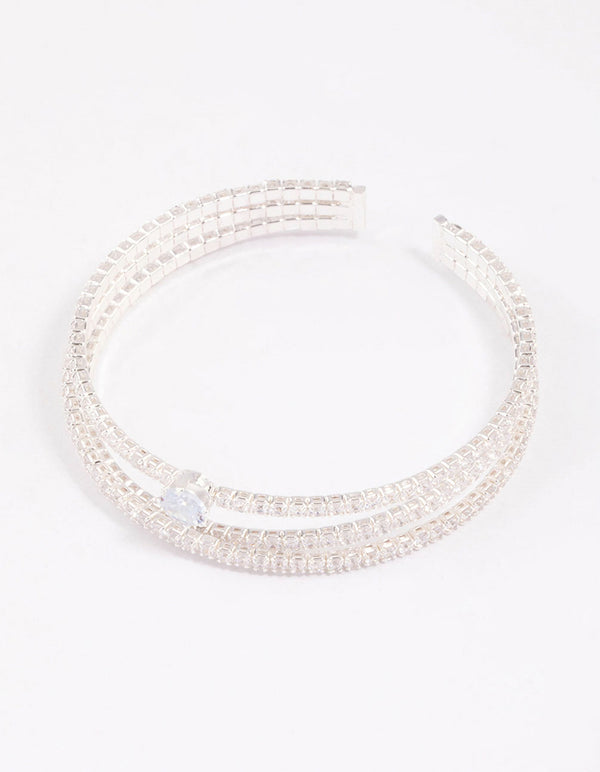 Silver Plated Cup Chain Wrist Cuff