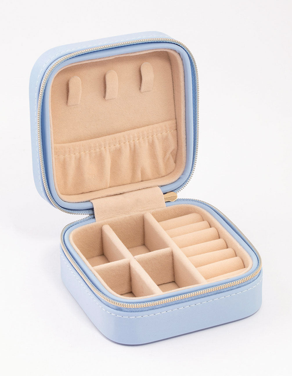 Blue Faux Leather Iridescent Square Jewellery Case