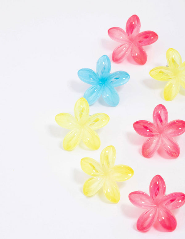 Kids Pastel Frangipani Flower Hair Clips 12-Pack