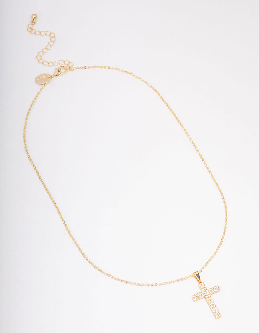 Gold Grand Cross Cubic Zirconia Pendant Necklace