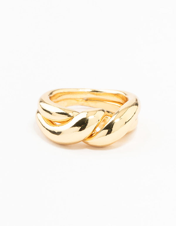 Gold Plated Twisted Metal Band Ring