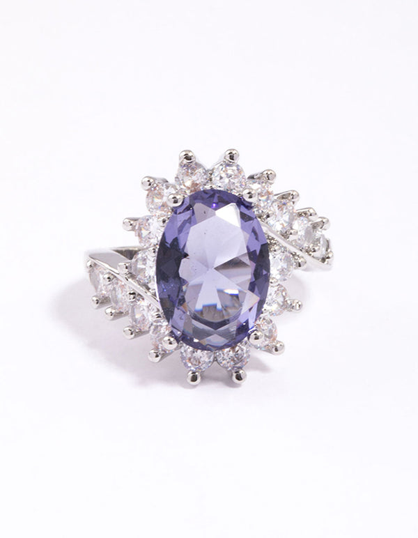 Silver Cubic Zirconia Vintage Oval Cocktail Ring