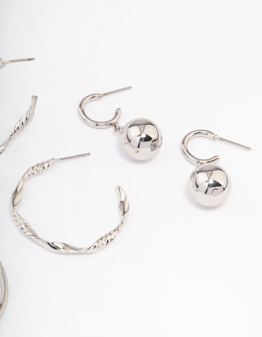 Silver Twisted Hoop Earrings Pack