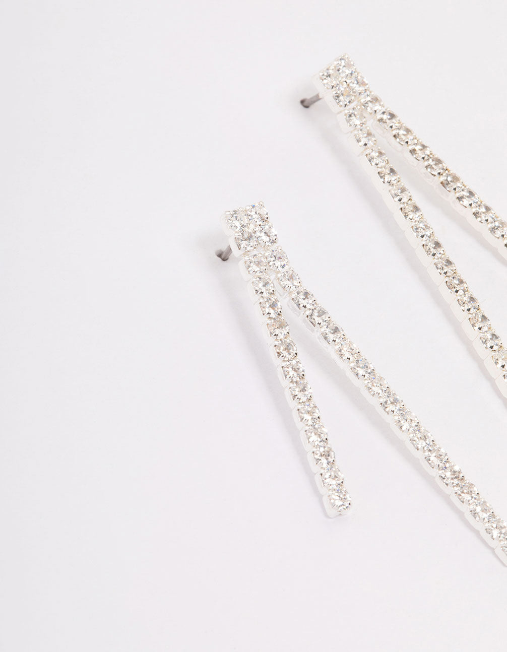 Silver Cubic Zirconia Tassel Drop Earrings