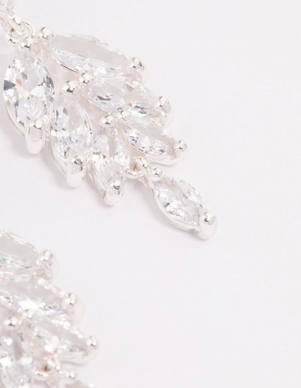 Silver Cubic Zirconia Drop Statement Earrings