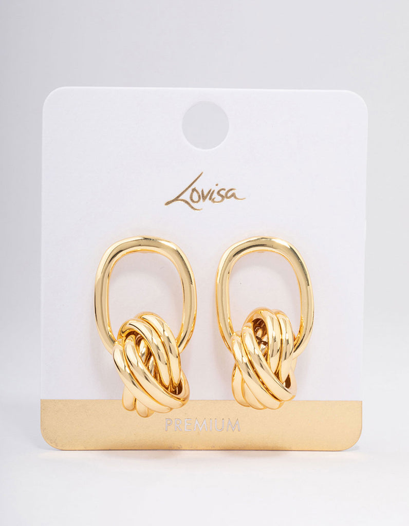 Gold Plated Oval Knotted Drop Earrings Lovisa - Main Image