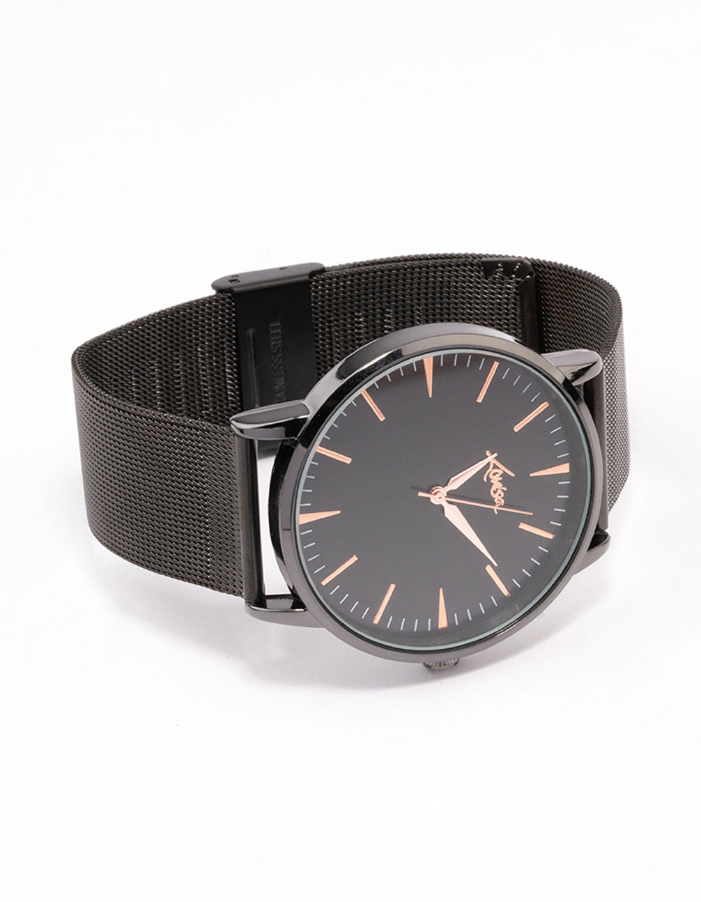 Black Coated Extra Thick Mesh Watch