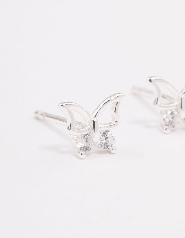 Sterling Silver Diamante Stud Earrings