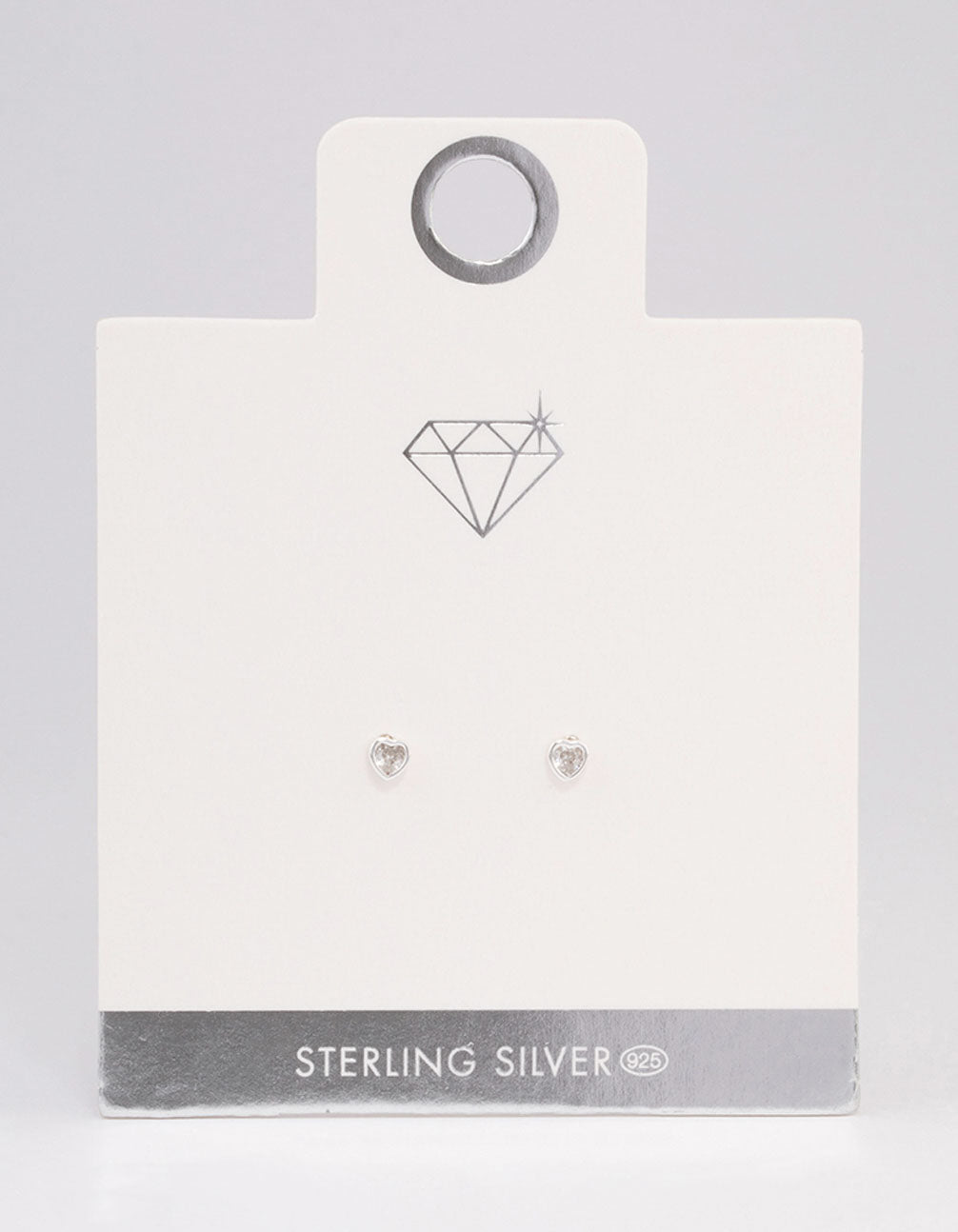 Sterling Silver Diamante Heart Stud Earrings