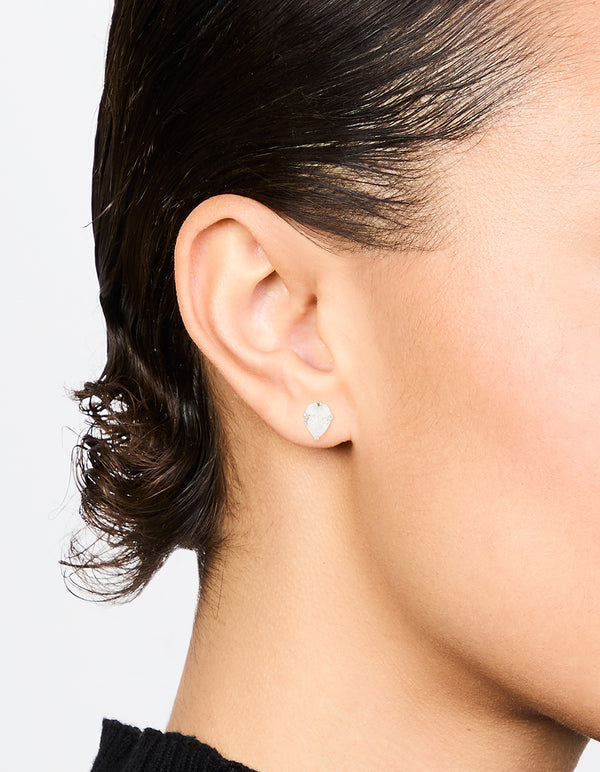 Sterling Silver Cubic Zirconia Pear Stud Earrings 7mm