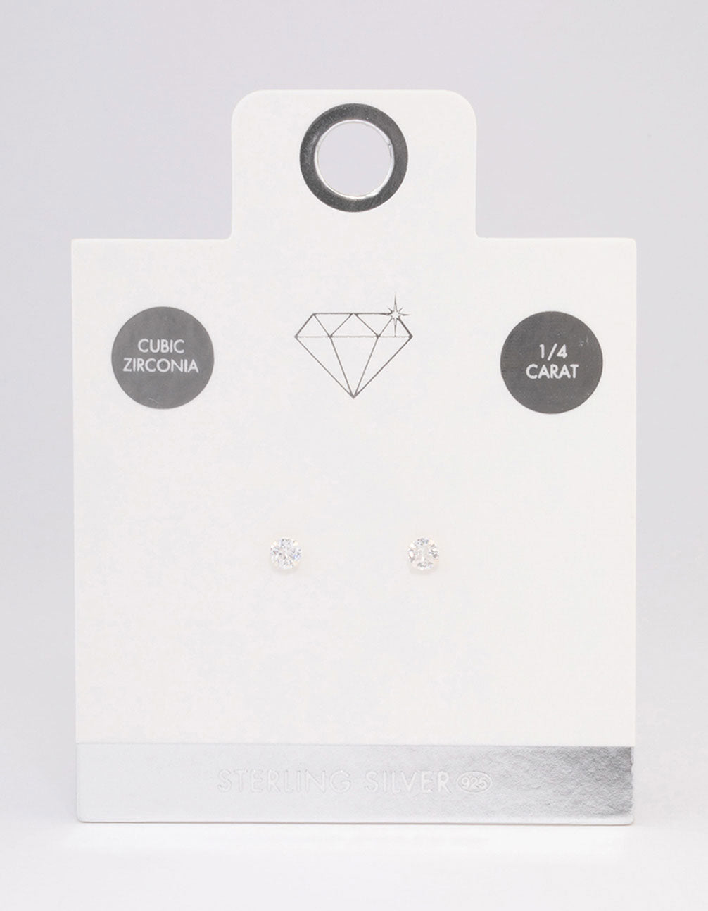 Sterling Silver Cubic Zirconia Crystal Stud Earrings