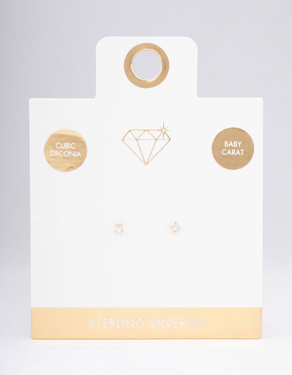 Gold Plated Sterling Silver Cubic Zirconia Baby Stud Earrings